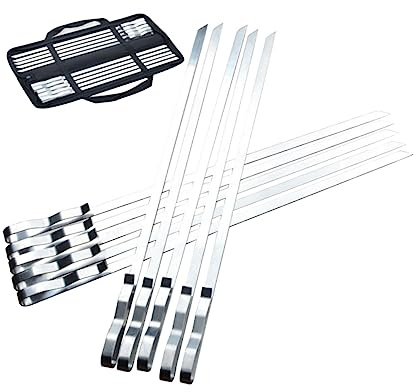 SUPVOX 10piezas Pinchos Planos De Acero Inoxidable Para Barbacoa De Color Plateado Para Asar Parrilla Fiestas Al Aire o Eventos Familiares