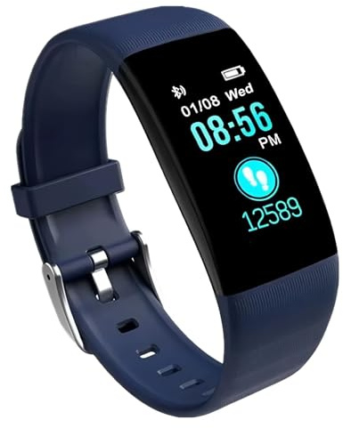 Inajoke Fitness Activity Tracker with Heart Rate Sleep Monitor Blood Pressure Step & Running Counter IP67 Calorie Waterproof Sports Watch 14 Sports Mode for Women Men for Android iOS Phone - Blue