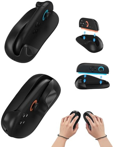 AtEaze 2er Pack Maus Griffe kompatibel mit Nintendo Switch 2 Joy Cons | Switch 2 Zubehör | Joy-Con Halterung als Maus, Schwarz (Schwarz, V2)