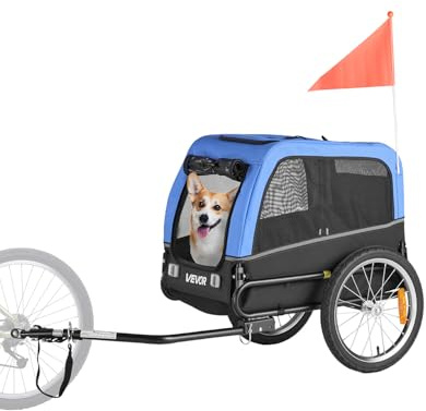 VEVOR Hundeanhänger, unterstützt bis zu 30 kg, Fahrradanhänger für kleine & mittelgroße Hunde, klappbarer Rahmen mit Schnellspannrad, universelle Fahrradkupplung, Reflektor, Flagge, interne Leine