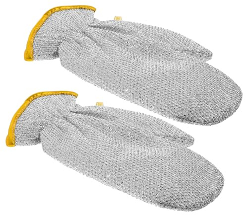 Veemoon 2pcs Scald Dishwashing Gloves Reusable Household Kitchen Cleaning Gloves Non-slip for Washing up Items in Dishwasher Random Color
