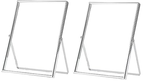Qusedwey Set di 2 Cornici per Foto Sospese in, Cornici Regalo in Metallo e Vetro, per Esposizione da Tavolo in Posizione Verticale, Facile da Installare e da Utilizzare.