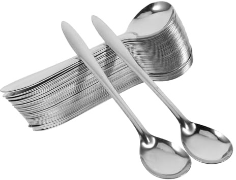 100 Cuillères à Café Mini en Acier Inoxydable Argenté pour Dégustation | Compatible Restaurant, Café et Maison, Finition Élégante, Passe au Lave-vaisselle, Format 5, 5 Pouces