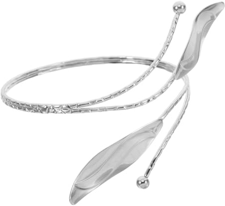 Healvian Arm Cuff for Women Open Cuff Bracelet with Unique Leaf Design Fashion Upper Arm Bangle Adjustable Jewellery for Festivals Wrist Ornament 1 Pc