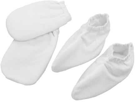 COLLBATH 2 paia Guanti Termici per Mani e Piedi in Spugna con Chiusura a Scatto Copertura Isolante per Terapia Termale e Trattamento Spa Lavabili e Confortevoli Colore Bianco