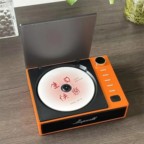 Lettore CD vintage con Bluetooth 5.0, scheda SD USB wireless, lettore musicale MP3, telecomando, radio FM con uscita cuffie, sistema audio stereo domestico compatto,Orange