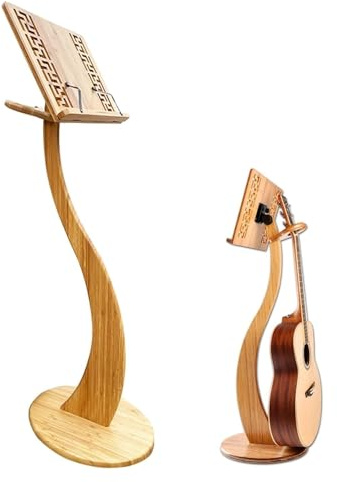 Bambus Notenständer, Holz Notenständer, Notenständer aus Bambus for Notenblätter, Gitarren- und Violinennotenständer, for Auftritte, Gitarre, Ukulele, Violine