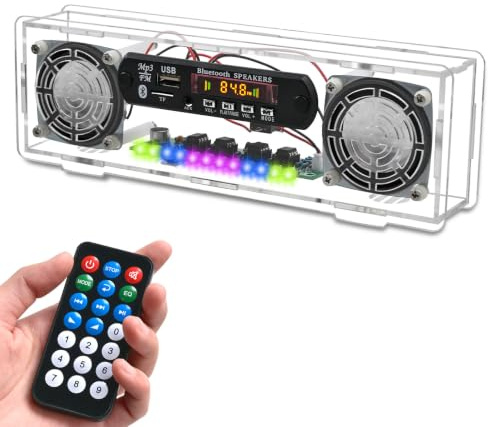 Lumenrix DIY FM Radio Löt Bausatz, Bluetooth Lautsprecher Elektronik Lernset Bausatz mit 3W+3W Stereo-Verstärker, LED-Spektrumbeleuchtung, Fernbedienung, STEM Projekt für Schule und Zuhause