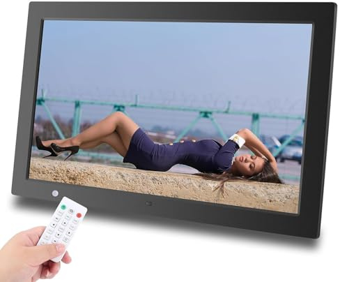 Cornice fotografica digitale da 20 pollici, schermo IPS HD 1980 x 1080, USB, supporto SD e MMC, video musica, calendario sveglia e presentazione