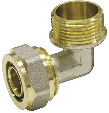 Pipetec Schraubfitting Winkel Übergang 20x2 mm 90° 1/2 Aussengewinde für Mehrschicht-Verbundrohr, DVGW, UBA-konform, bis max.100°C