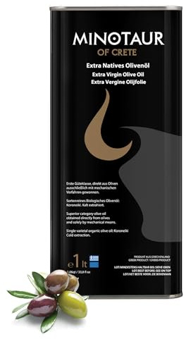 Minotaur of Crete | Huile d' Olive Extra Vierge de Crète | Extraite à Froid | 1 Litre (1 L), Récolte 2025-26