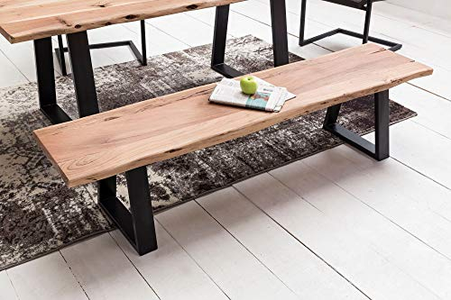 KADIMA Design Baumstamm Esszimmerbank Baumkante Massivholz 180 cm Essbank Küchenbank Holzbank