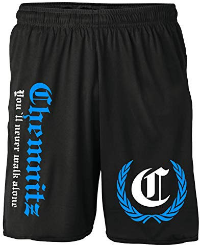 Chemnitz Kranz Shorts | Fussball Sport Ultras Kurze Hose Sporthose (XL, Schwarz Kranz M2)