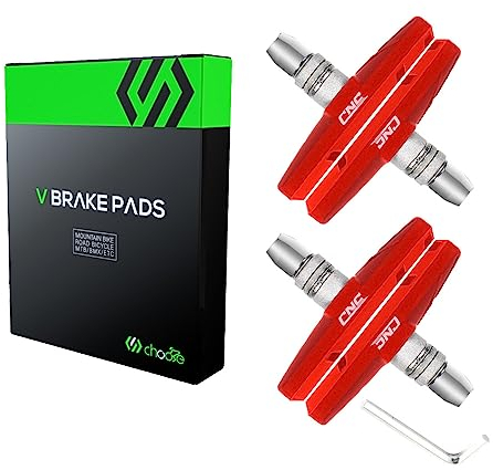 Chooee V-Brake Bremsschuhe 2 Paar,70mm Bremsbeläge für Shimano Rot