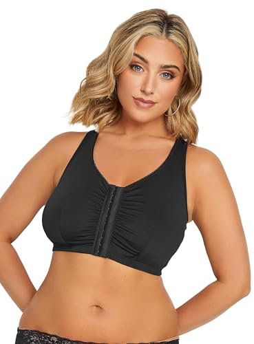 Yours Curve Non-Wired Front Fastening Bra - Women's - Plus Size Curve Black