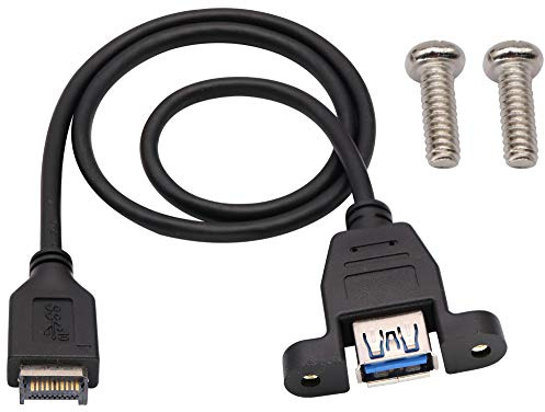 zdyCGTime USB 3.1 Type-e En-tête du Panneau avant vers USB 3.0 Adaptateur d'extension USB-A femelle,Serrure à double vis le type de montage de panneau de câble de données USB3.0 standard.(50cm)
