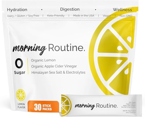 ROUTINE Morning Daily Hydration | Electrolyte Powder Packets | Lemon, Apple Cider Vinegar & Sea Salt Drink Mix | Sugar-Free, Keto & Paleo-Friendly | 3rd-Party Tested Electrolyte Drink Mix, 30 Sticks