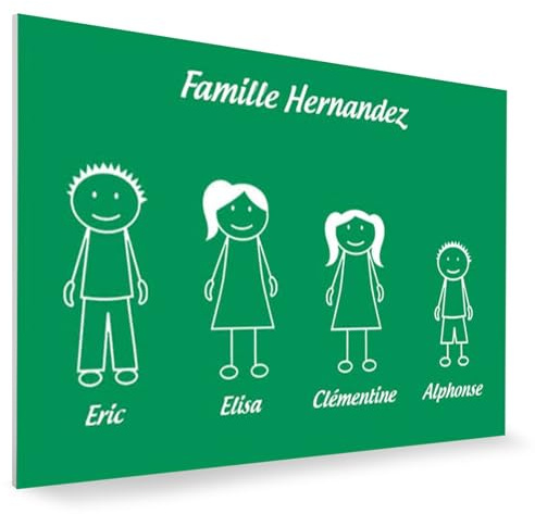 DECOHO - Plaque de Maison personnalisée Family - Plaque boîte aux Lettres Plastique Vert Clair - 4 Membres, 12x8 cm, adhésif 3M, Gravure - Vert