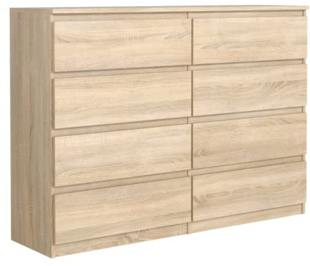 3xE Living Kommode mit 8 Schubladen in Sonoma Eiche 120 cm