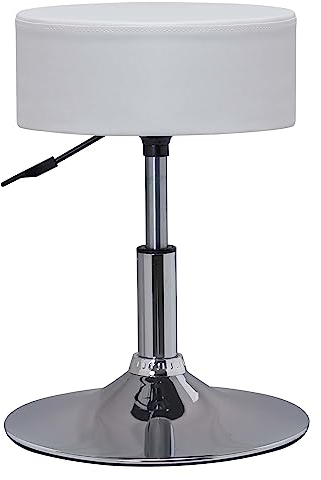 Duhome Drehhocker Höhenverstellbar Barhocker Rund Schminktisch Hocker Weiß Sitzhocker Drehbar Bürohocker für Schlafzimmer Küche