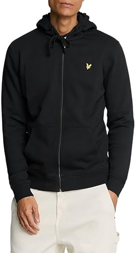 Lyle & Scott Zip Kapuzenpullover für Herren in Grau | Premium Zipper Basic Hoodie Pullover mit Reißverschluss | Winterpulli Herren Warm Hoodie | Sweatjacke aus 100% Baumwolle