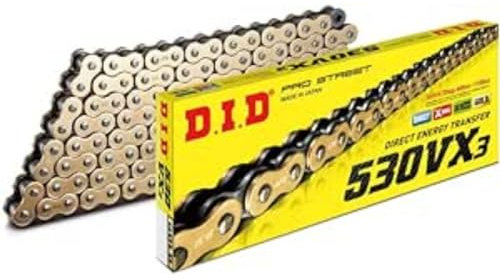 DID Cadena 530VX3 (Oro y Negro) - Longitud: 126 eslabones con unión remachada (ZJ)