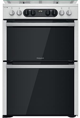 Hotpoint 60cm Dual Fuel Double Oven Cooker - Stainless Steel