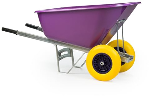KCT 200L Big Wheelbarrow Purple Garden Barrow Twin Wheel Puncture Proof Tyre for Builders, Equestrian, Stable Yard, Construction