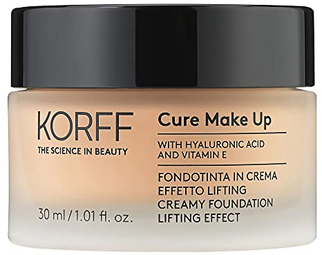 Korff Foundation Creme mit Lifting-Effekt, mittlere Deckkraft mit Hyaluronsäure und Vitamin E, Fondant und Creme, Finish Satin 03, Format 30 ml