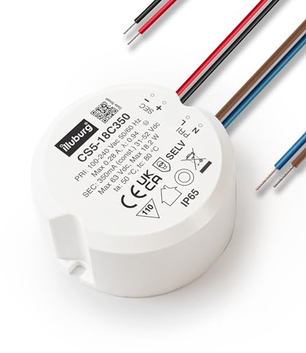 illuburg Transformador LED Impermeable IP65 350mA Corriente Constante 11W - 18W Alimentador Fuente de Alimentación