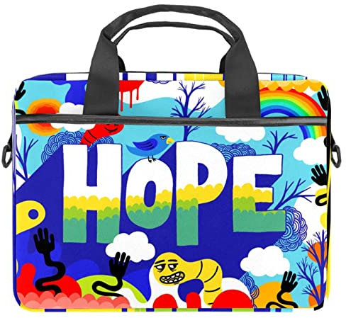 Hope Lettering Laptop Schultertasche Messenger Bag Crossbody Aktentasche Messenger Sleeve für 13 13,3 14,5 Zoll Laptop Tablet Schutz Tragetasche Tasche Tasche, mehrfarbig, 11x14.5x1.2in /28x36.8x3 cm