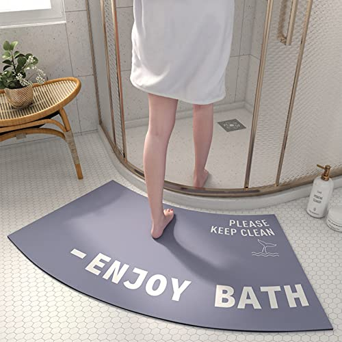 EUPXRHY Duschmatte Halbrund, Kieselgur Gebogene Duschmatte Badteppich Eckdusche rutschfest Waschbar, Super Saugfähig Duschvorleger Runddusche Duschvorleger Eckdusche Badezimmermatten,B,45x100CM