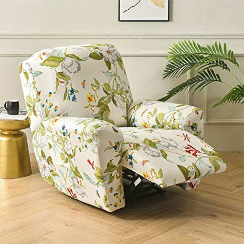 FANSU Stretchhusse für Relaxsessel Komplett Sesselbezug, Sesselschoner für Recliner Stuhl Sessel, Klassische Retro Blumen Stretch Sofabezug, Bezug für Fernsehsessel Liege (Blütenblätter)