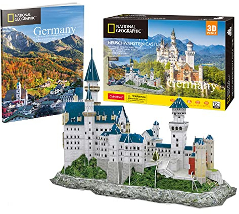 National Geographic - 3D-pussel Neuschwanstein slott | 3D-pussel modellbyggnader för vuxna och barn | 121 stycken