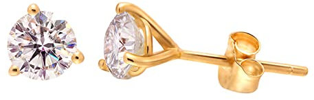 Epinki Echt Gold Ohrringe Gold Au585 14 Karat, Klassiker Ohrstecker mit Moissanit 0.6ct, Rundschliff, 14K Gold Ohrringe Jugendstil für Damen, Gold