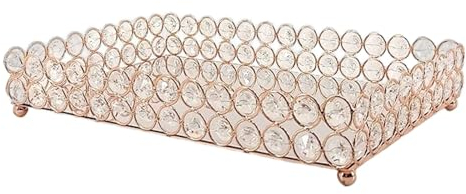 HXSCOO Contenitore cosmetico for Vassoio di Frutta con Specchio Decorativo for Vino da Hotel for Matrimoni (Color : M Rose Gold)