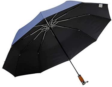 IRYZE Windsicher Regenschirm Automatischer Regenschirm Business Men Taschenschirm Regen Winddicht Doppelschicht Golfschirme Männlich Regenschirme Schirm Sturmfest (Color : Blu)