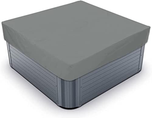IBOWZ Couverture de Bain à Remous Carrée Couverture de Spa carrée extérieure imperméable en Tissu Oxford 210D, Protection UV, Couverture de Spa de Jardin pour Jacuzzi, Gris, 210x210x30cm