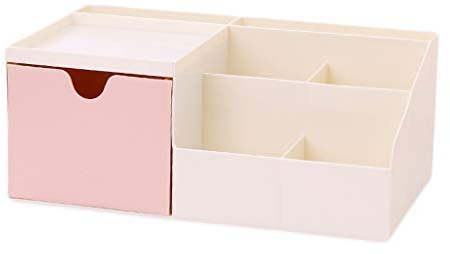 PACUM Kosmetik-Aufbewahrungsbox, Kunststoff, für Büro, Kommode, Schublade, Lippenstift, Schmuck, Hautpflegeprodukte, 31,3 x 14,3 x 11 cm, Kosmetik-Aufbewahrungsbox aus Kunststoff (Farbe: Rosa) Vision