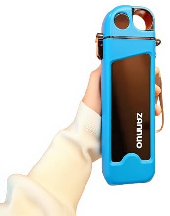 ANMEISH Sports Water Bottle 350ML,Leakproof Square Water Bottles with Straw, BPA Free Plastic Portable Drinks Bottle, Sturdy and Durable Flat Water Bottle for Sports, Fitness, Gym, Cycling (blue)