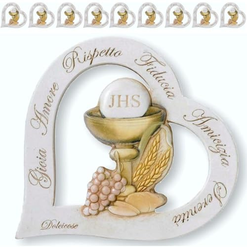 regalami. Shop 10 Bonboniere für Kommunion, 10 x 10 cm, aus Piergta mit Flachrelief, handbemalt, Mde in Italien (Gretel Kommunion, 10)