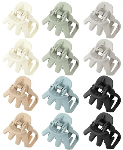 Kajeer 12 Stück Haarklammer Klein Haarspange für Damen Mädchen, 4cm Matte Haarklammern Rutschfeste Niedlich Haarspangen für Dünnes Haar Dickes Haar