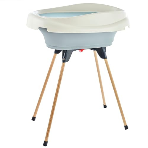 THERMOBABY - Pack Plan à Langer et Baignoire VASCO - 2 en 1 - Table à Langer - Baignoire Bébé sur pieds pliables - De la naissance à l'âge de 12 mois (max. 11 kg) - Fabriqué en France