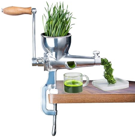 Wheatgrass Juicer, Stainless Steel Portable Pomegranate Juicer Sugarcane Juice Machine Crank Wheatgrass Extractor for Juicing Wheatgrass, Orange, Ginger, Pomegranate, Watermelon