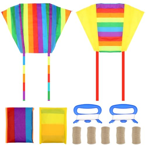 Scettar 2 Stück Lenkdrachen für Kinder und Anfänger, Pocket Kite für Outdoor-Aktivitäten, Geschenk mit 5 Hautfarbenen Fingerschützern