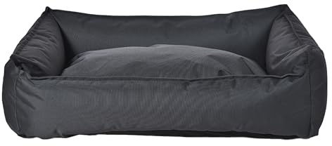 Dehner Lieblinge Kuschelbett Woof, Hundebett/Katzenbett wasserdicht/pflegeleicht, ca. 80 x 55 x 23 cm, Größe M, Polyster/Polypropylen, grau