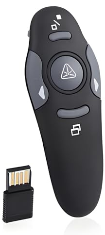 Presentation Clicker, 2.4GHz Wireless Connection, Widely Compatible, Wide Application, Presentation Remote Control, Ergonomic Handle for Teaching, Meeting, Speech