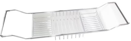 Stainless Steel Expandable Shower Bathtub Tray Over Tub Bath Caddy Expandable Bath Caddy for The Elegant Tub Chrome Polished (Silver)