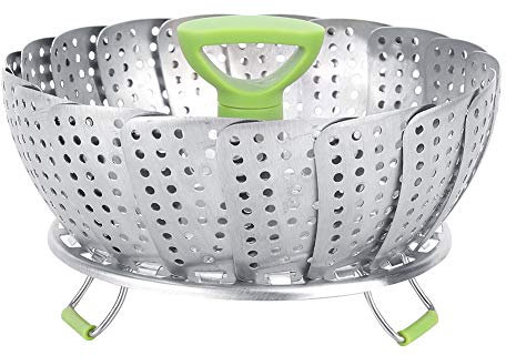 Plato de malla plegable de acero inoxidable, cesta vaporera para frutas y verduras, herramienta de cocina para uso en la cocina