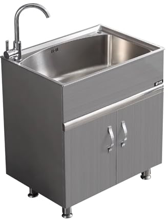 Edelstahl Küchenspüle Diverse Spüle Mit Schrank Freistehende Gewerbeküchenspüle Aus Edelstahl Mit Unterschrank Arbeitsplatzwaschbecken Spültisch Gastro Für Außen/Innen/Camping/Garten(60x40x80cm/23.6x1